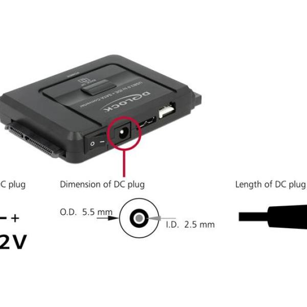 Конвертор Delock, USB 5 Gbps - SATA 6 Gb/s / IDE 40 pin / IDE 44 pin, backup функция